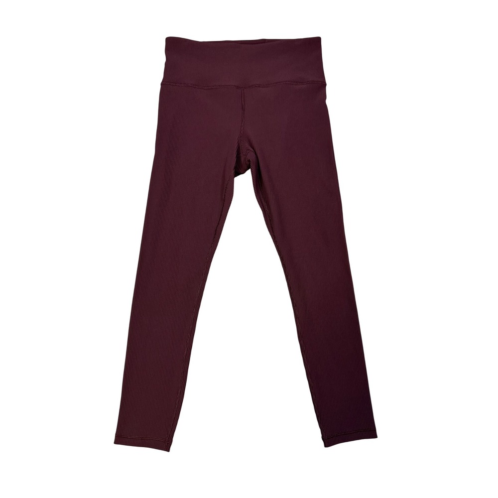 Athleta Elation Rib Tight Leggings Women's Burgundy High Rise Yoga Activewear - Picture 2 of 7